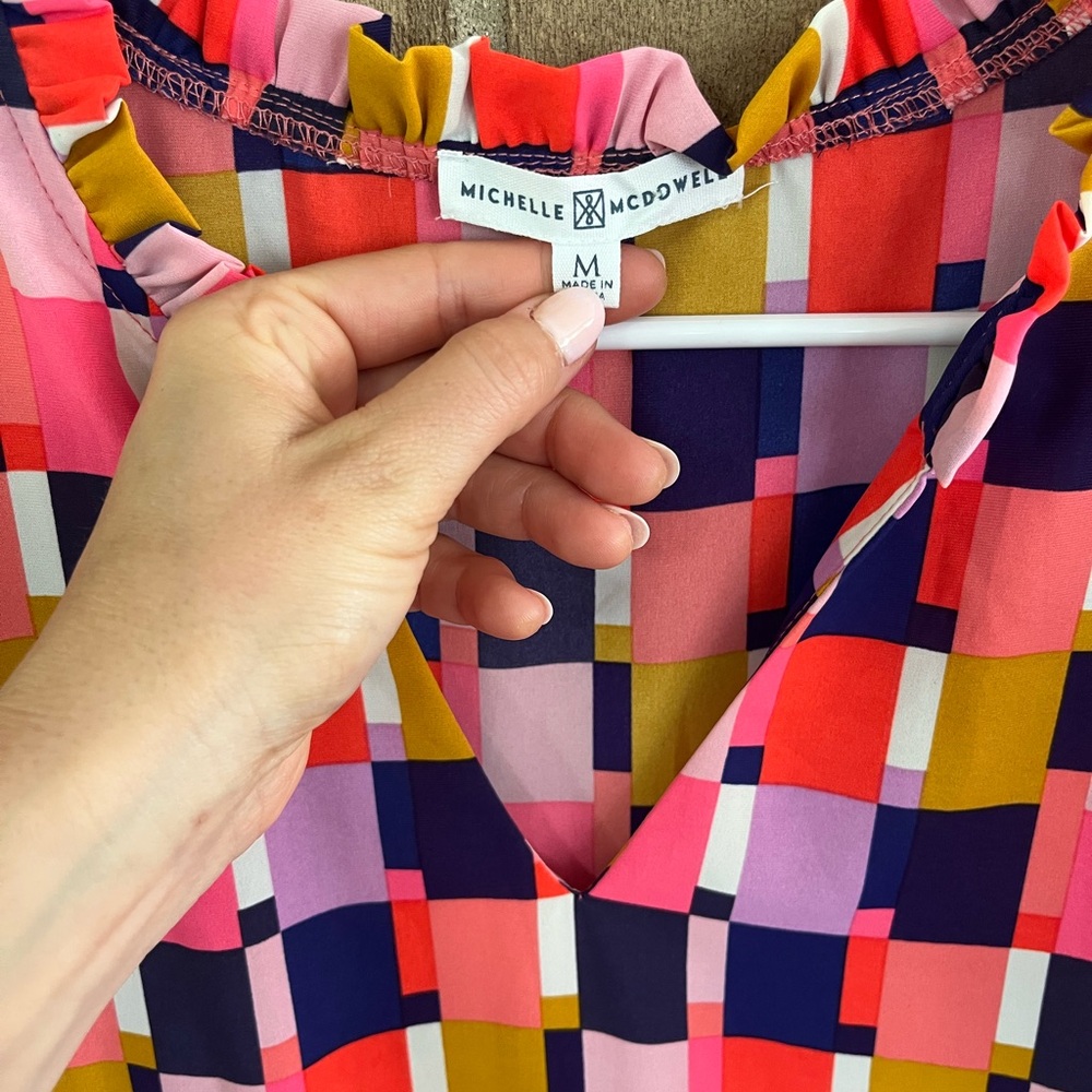 Colorblock Midi Dress in Pink and Navy - Women's V-Neck - Picture 4 of 5